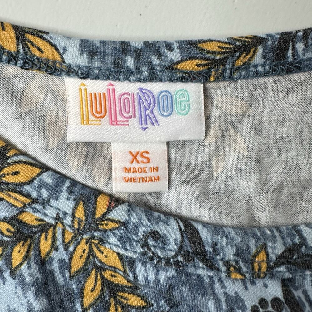 Lularoe Carly Dress Womens XS Blue Floral Bird Swing Boxy Oversized Modest - Picture 7 of 12